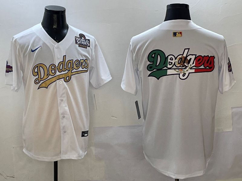 Men Los Angeles Dodgers Blank White Champion gold character 2025 Nike MLB Jersey style 9->los angeles dodgers->MLB Jersey